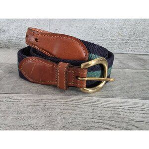 Leather Man Ltd Brown & Green Woven Belt With Brass Buckle